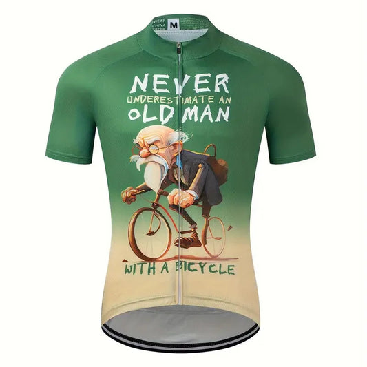 NEVER OLD MAN 2025-ös színes kerékpáros mez – rövid ujjú, cipzáras nyári bringás felső országúti és MTB használatra