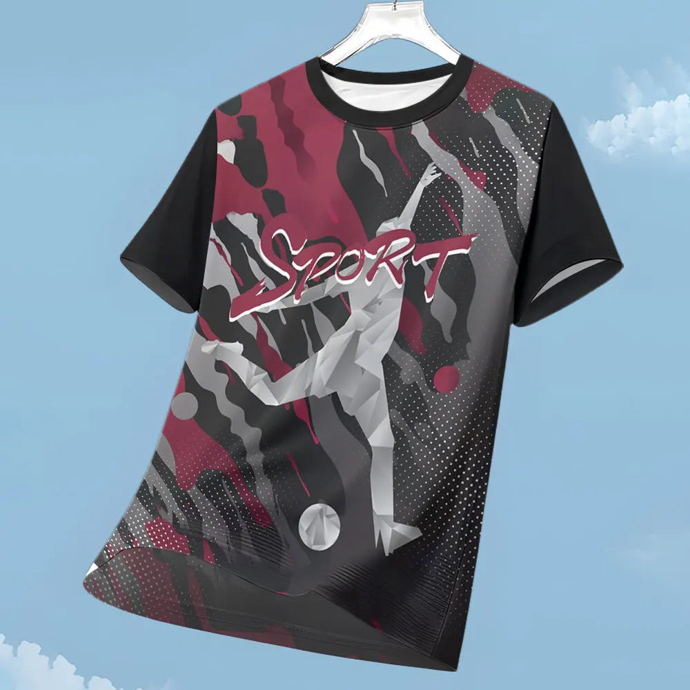 Férfi gradient póló – oversized, 3D mintás, légáteresztő nyári sport- és utcai felső padelhez, teniszhez, edzéshez