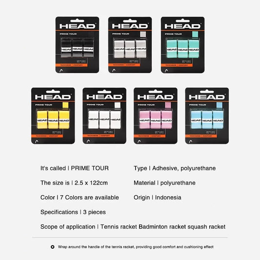 HEAD tapadós markolatszalag – csúszásmentes PU overgrip teniszütőre, horgászbotra, edzőeszközökre (1/12/24/36 db-os kiszerelés)
