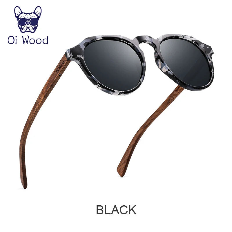Oi Wood Diófa Kerek Napszemüveg Tortoise Kerettel UV400