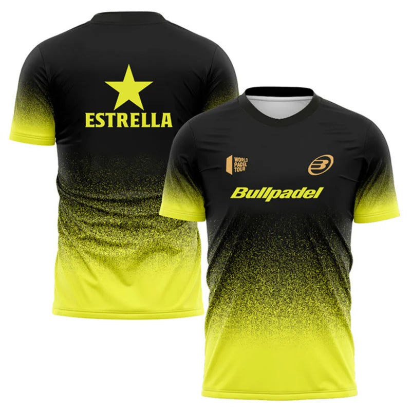Férfi gradient póló – oversized, 3D mintás, légáteresztő nyári sport- és utcai felső padelhez, teniszhez, edzéshez