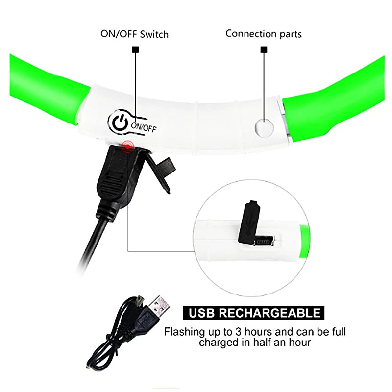 USB Tölthető Világító Kutyanyakörv