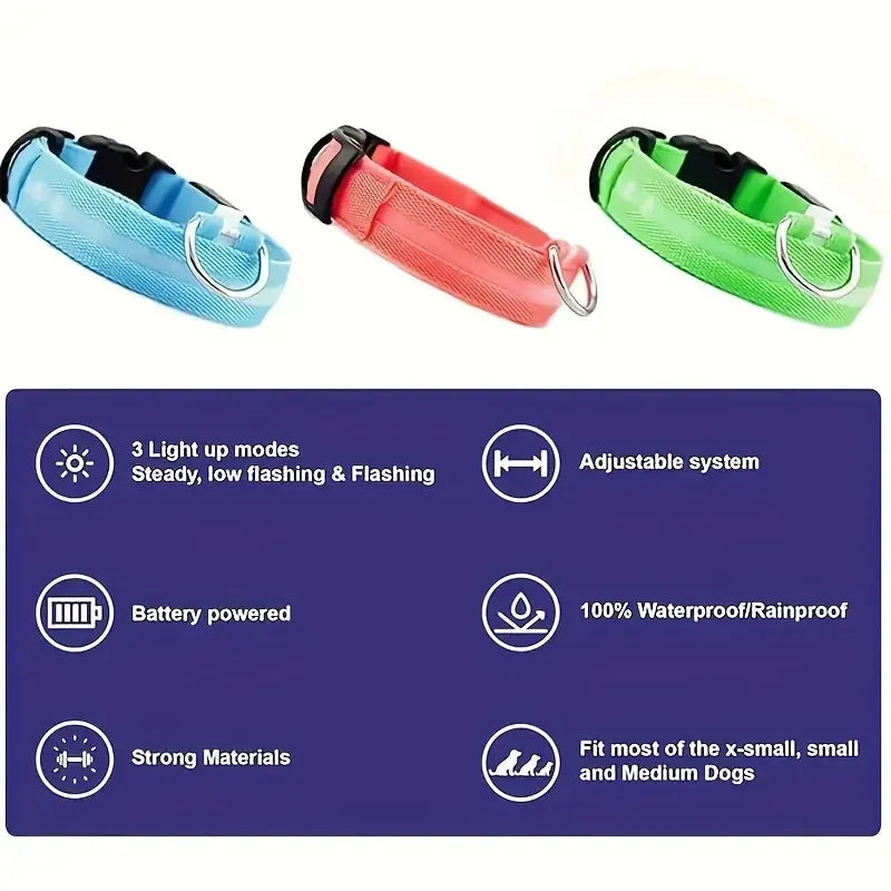 Nylon LED Világító Kutyanyakörv