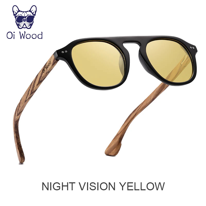 Oi Wood Polarizált Zebrafa Napszemüveg Klasszikus UV400