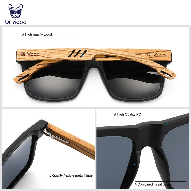 Polarizované štvorcové slnečné okuliare Oi Wood UV400