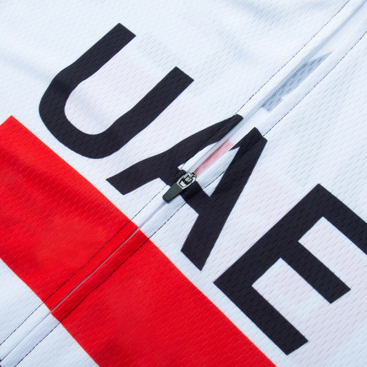 Fekete UAE stílusú férfi kerékpáros mez szett – nyári, légáteresztő, gyorsan száradó országúti és MTB biciklis ruha (GEL betéttel)