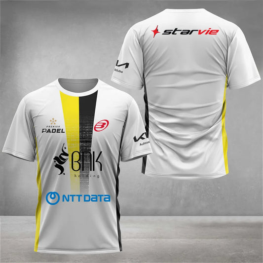 Gyorsan száradó férfi padel/tenisz póló – légáteresztő, kényelmes, rövid ujjú sportfelső kültéri használatra