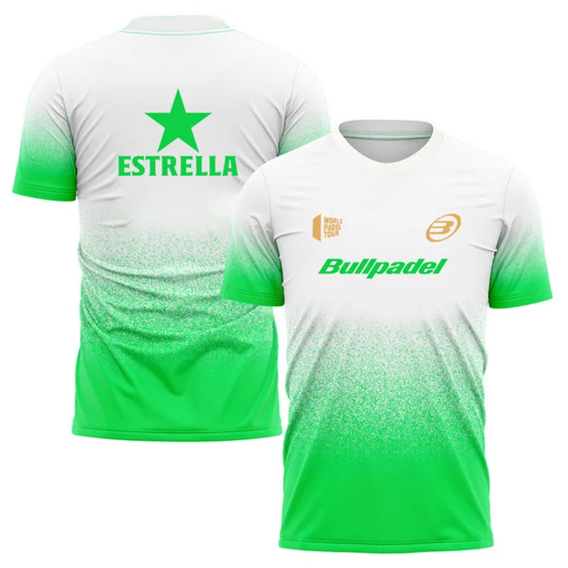 Férfi gradient póló – oversized, 3D mintás, légáteresztő nyári sport- és utcai felső padelhez, teniszhez, edzéshez