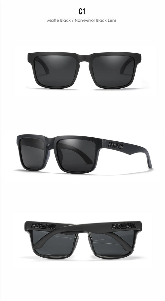 KDEAM prémium férfi napszemüveg – polarizált, tükröződő lencse, UV400, sportos és divatos négyzet formájú szemüveg