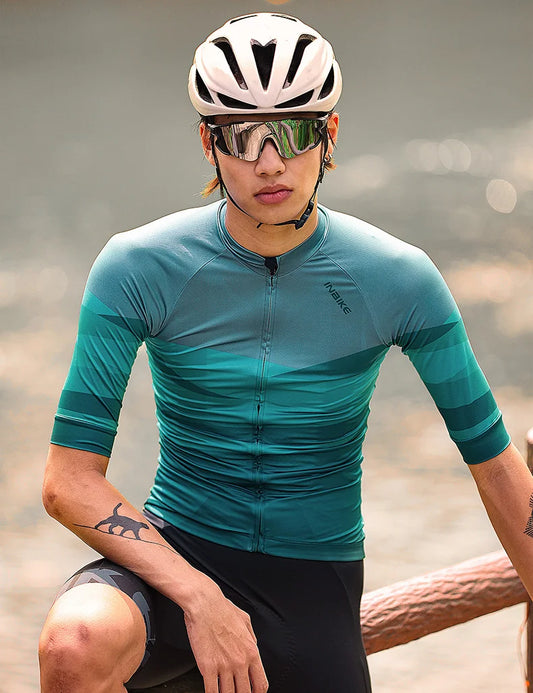INBIKE férfi kerékpáros mez – rövid ujjú, légáteresztő, gyorsan száradó országúti és MTB kerékpáros felső (tavaszi-nyári szezonra)