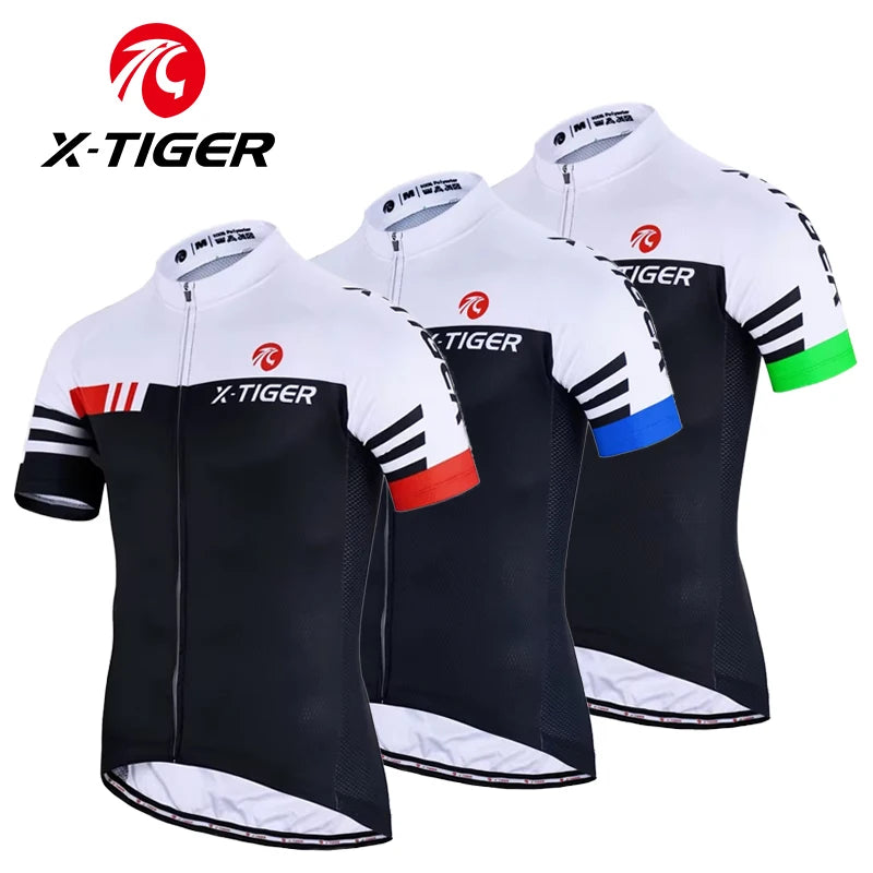 Profesionálny pánsky cyklistický dres X-TIGER - s krátkym rukávom, priedušný, s UV ochranou, s vreckami, vhodný na cestnú a horskú cyklistiku