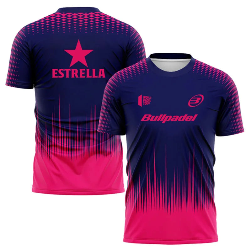 Férfi gradient póló – oversized, 3D mintás, légáteresztő nyári sport- és utcai felső padelhez, teniszhez, edzéshez