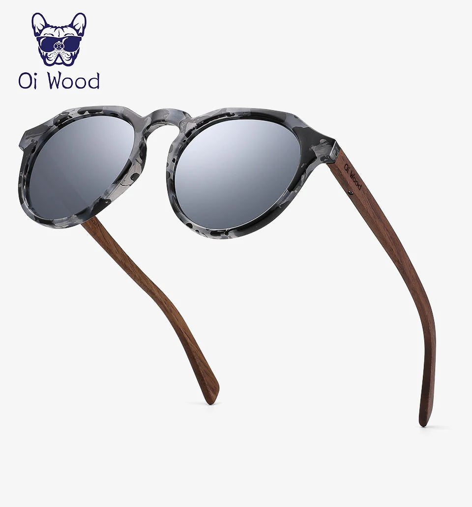 Oi Wood Diófa Kerek Napszemüveg Tortoise Kerettel UV400