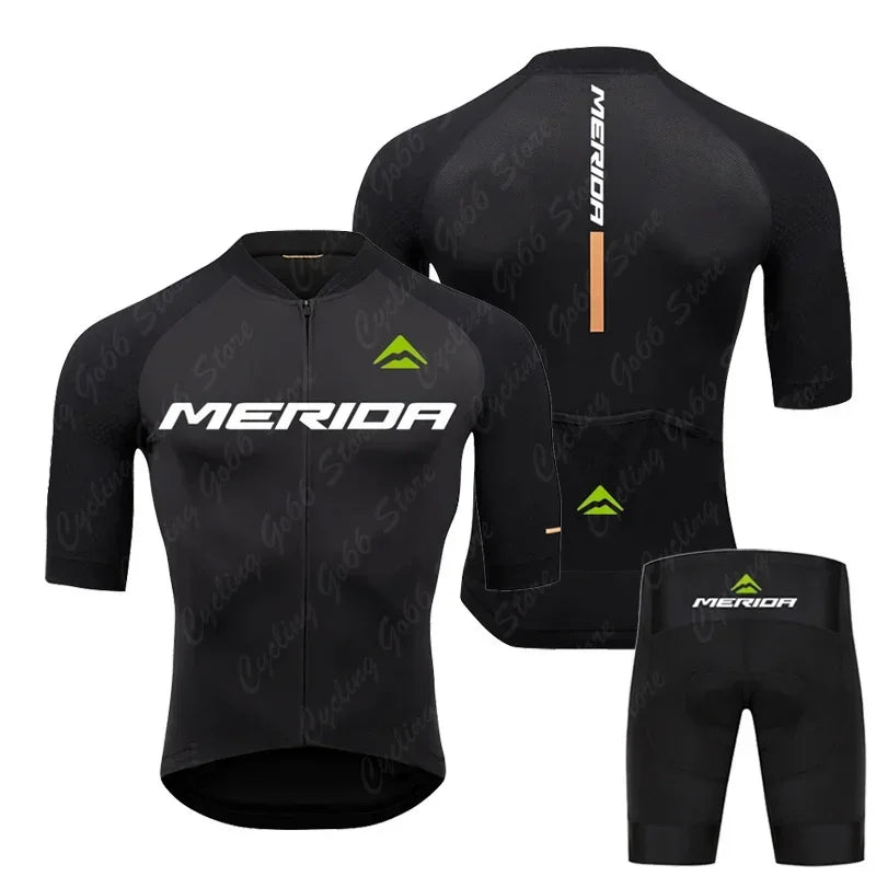 MERIDA men's cycling jersey and pants set - summer, breathable MTB/road cycling clothing with 19D gel padding