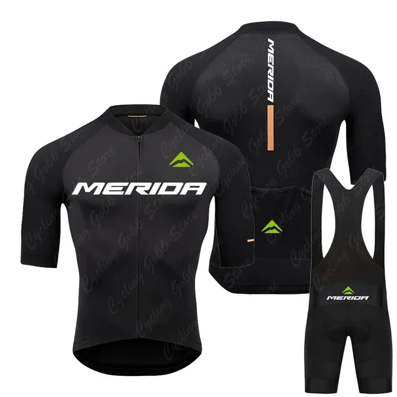 MERIDA men's cycling jersey and pants set - summer, breathable MTB/road cycling clothing with 19D gel padding
