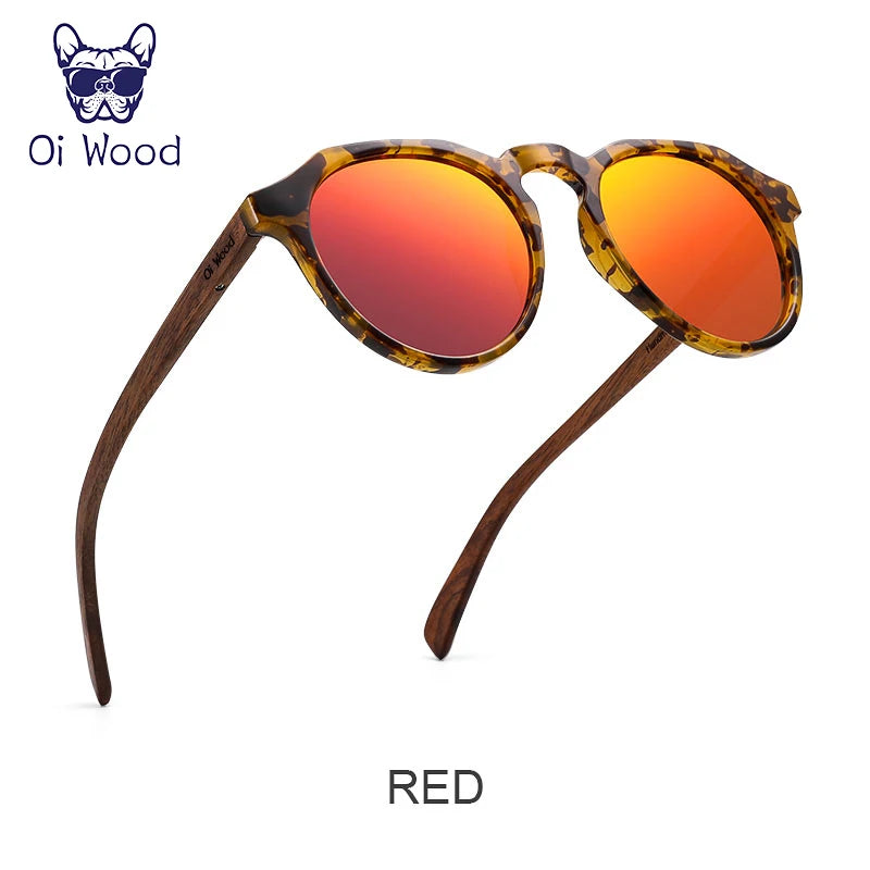 Oi Wood Diófa Kerek Napszemüveg Tortoise Kerettel UV400