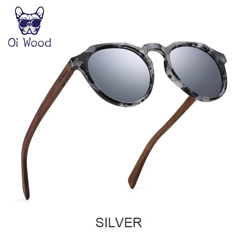 Oi Wood Diófa Kerek Napszemüveg Tortoise Kerettel UV400
