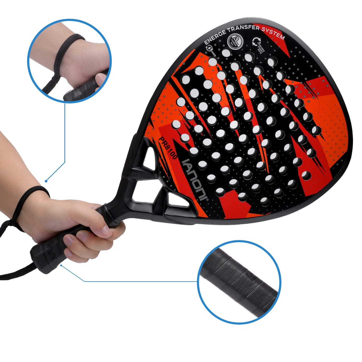 IANONI Padel racket – Carbon fiber surface, EVA memory foam core, lightweight men's racket
