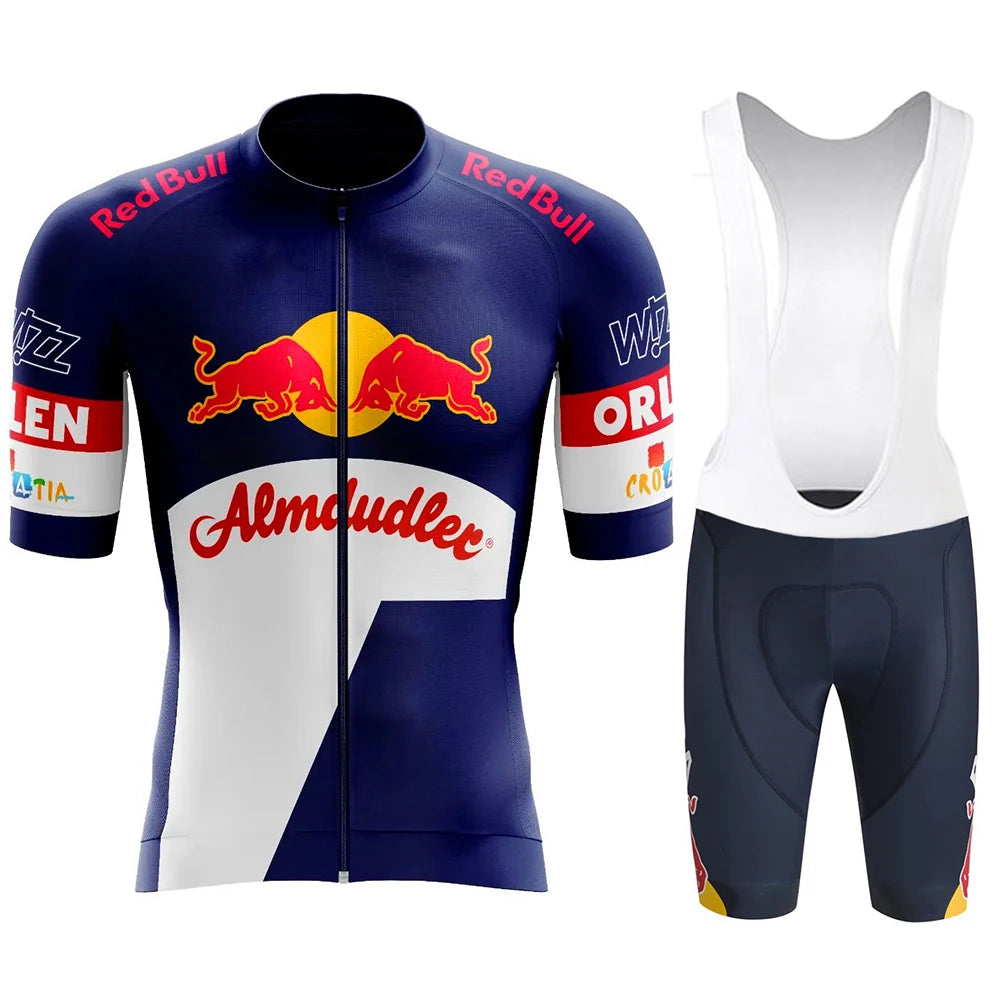 Red Bull men's cycling jersey set - summer, short-sleeved, breathable road and MTB cycling clothing, with GEL inserts