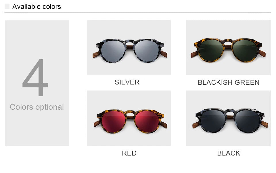 Oi Wood Diófa Kerek Napszemüveg Tortoise Kerettel UV400
