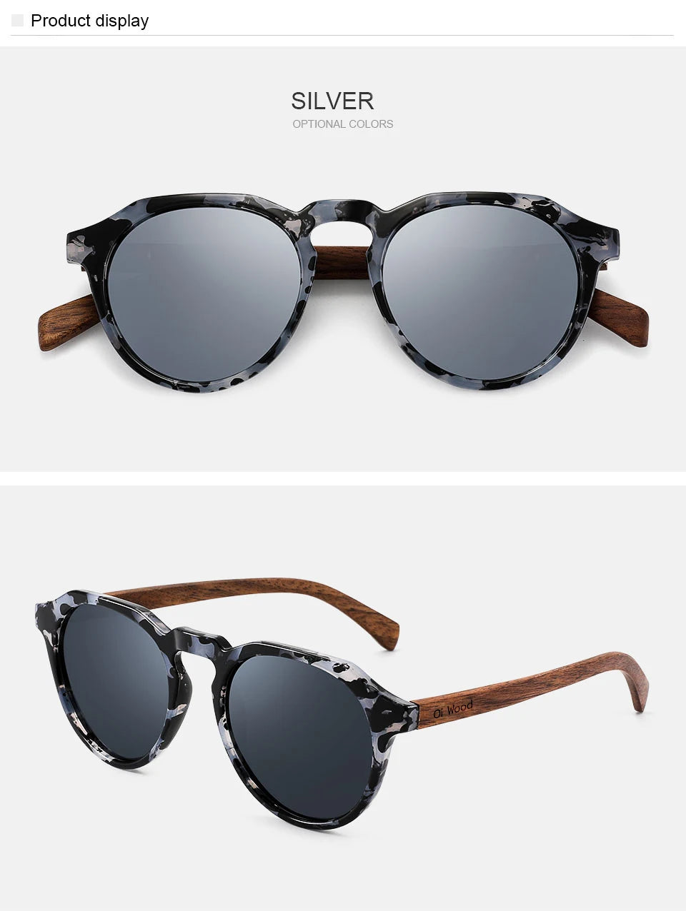 Oi Wood Diófa Kerek Napszemüveg Tortoise Kerettel UV400