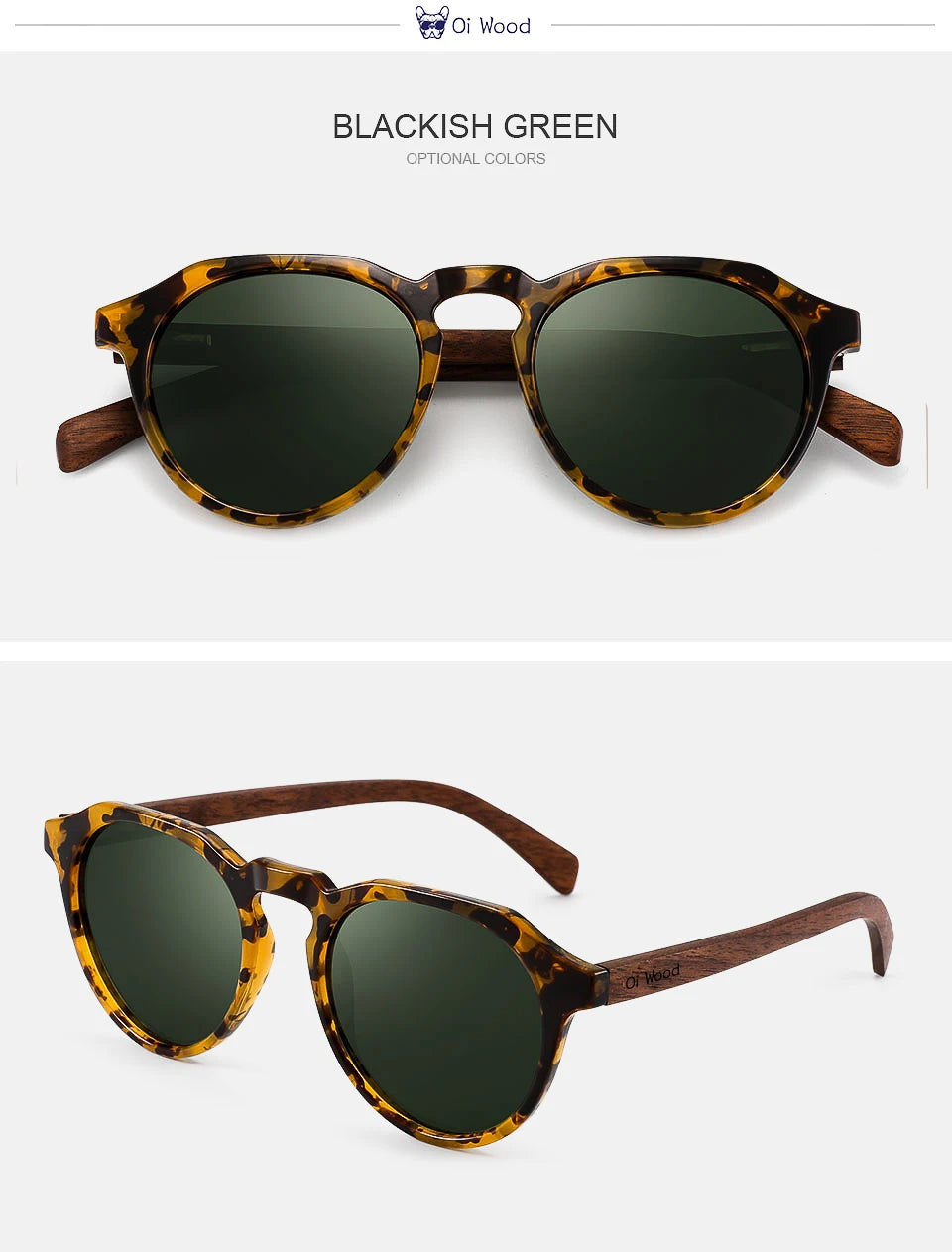 Oi Wood Diófa Kerek Napszemüveg Tortoise Kerettel UV400