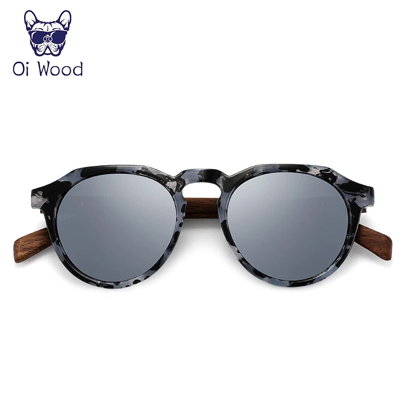 Oi Wood Diófa Kerek Napszemüveg Tortoise Kerettel UV400
