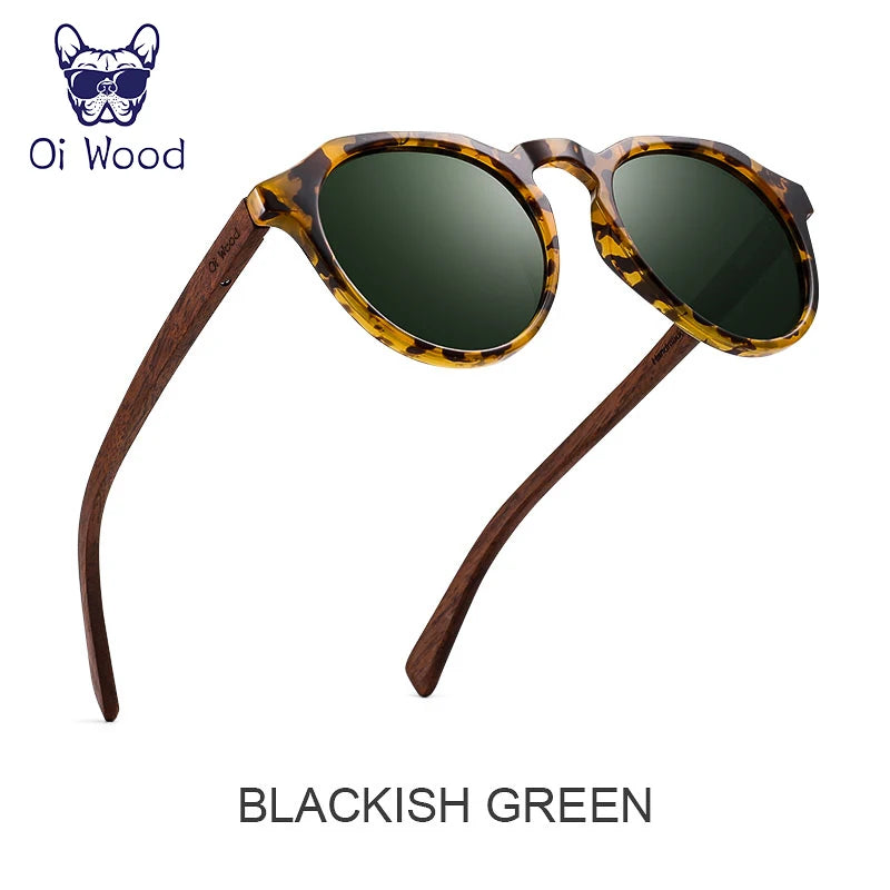 Oi Wood Diófa Kerek Napszemüveg Tortoise Kerettel UV400