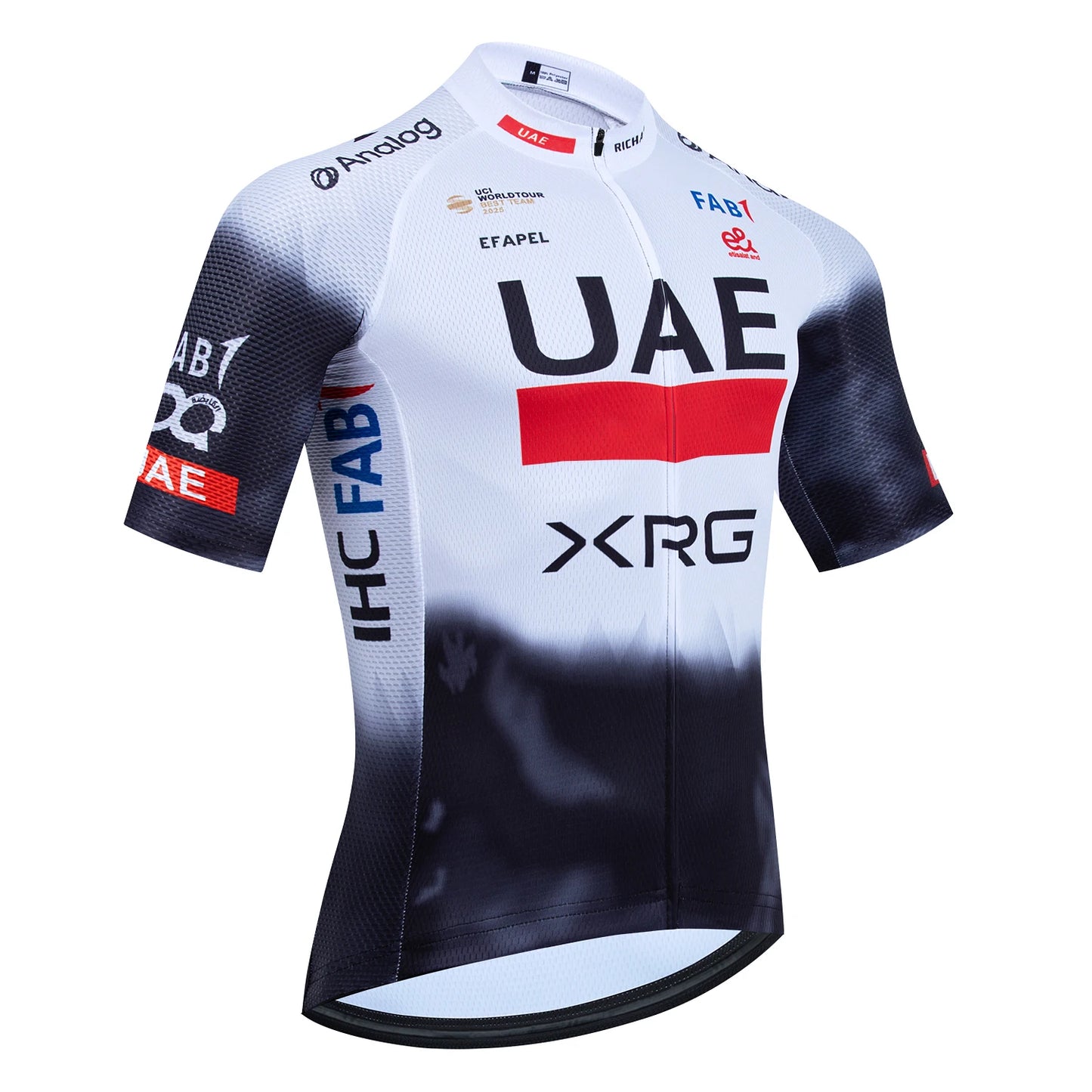 Fekete UAE stílusú férfi kerékpáros mez szett – nyári, légáteresztő, gyorsan száradó országúti és MTB biciklis ruha (GEL betéttel)