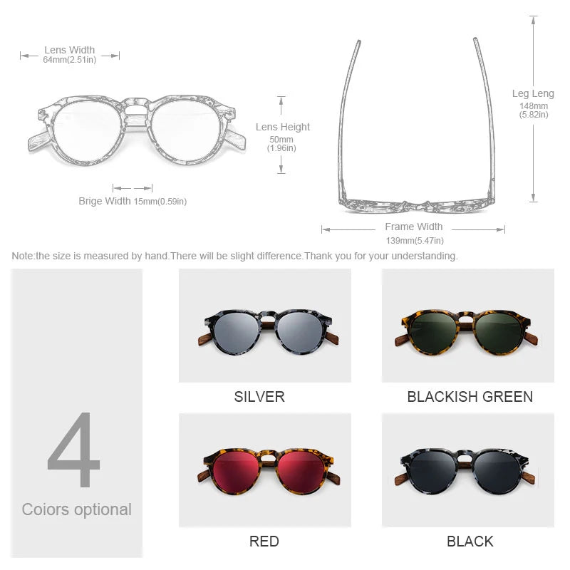 Oi Wood Diófa Kerek Napszemüveg Tortoise Kerettel UV400