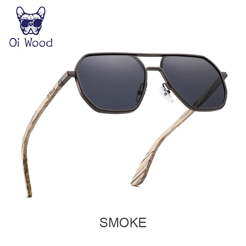 Oi Wood Fém–Fa Napszemüveg Polarizált UV400