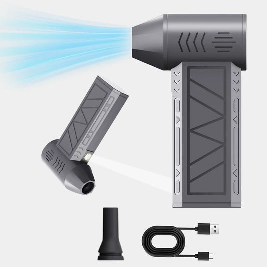 130000RPM Mini Turbo Jet Fan – Erőteljes elektromos porfúvó LED fénnyel, állítható szélsebességgel, újratölthető akkumulátorral