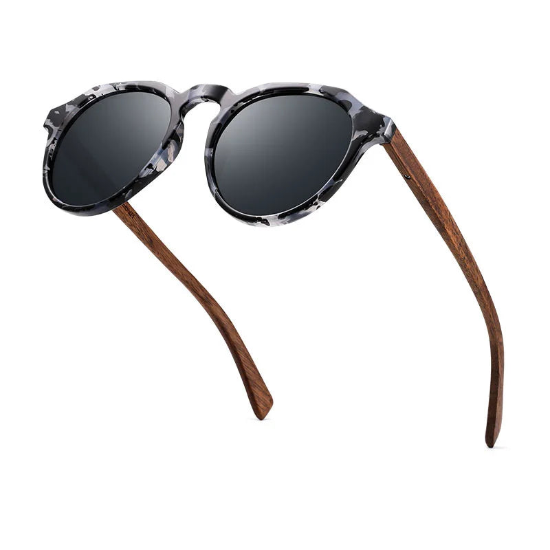 Oi Wood Diófa Kerek Napszemüveg Tortoise Kerettel UV400