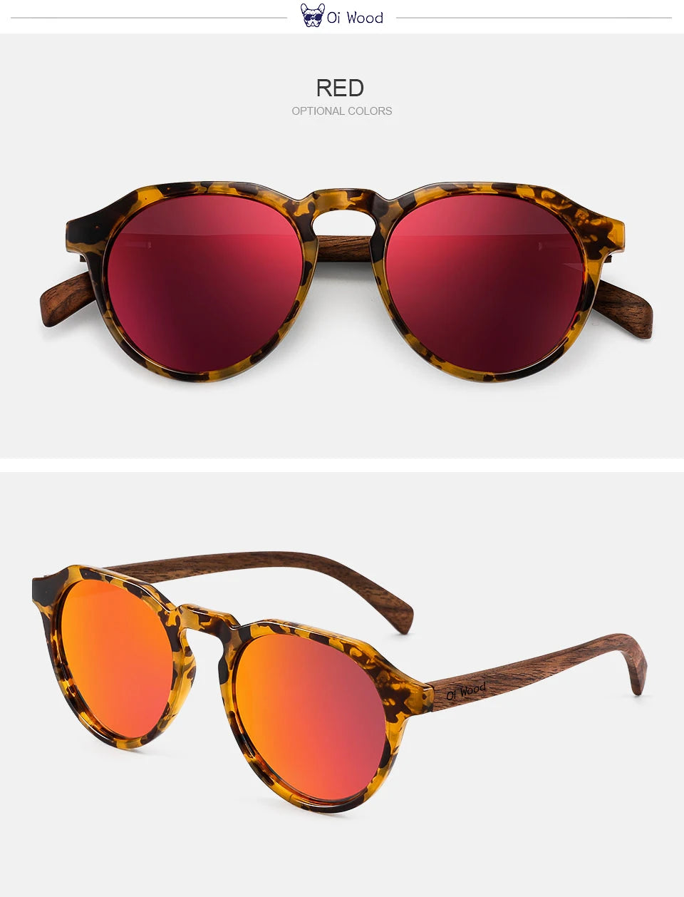 Oi Wood Diófa Kerek Napszemüveg Tortoise Kerettel UV400